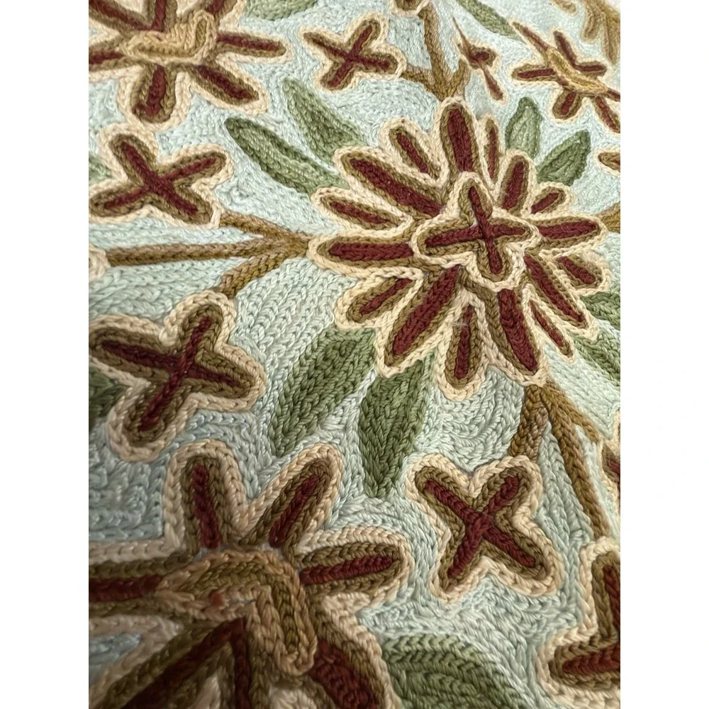 Vintage Handmade Kashmir Crewel Embroidery Rug Wall Hanging Chain Stitch 34